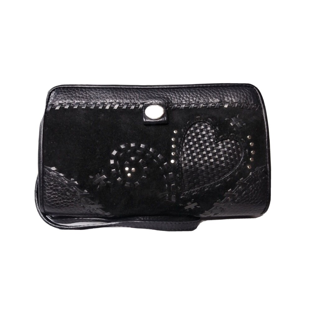 Brighton Clutch Purse Small Shoulder Bag Mini Leather Suede Black